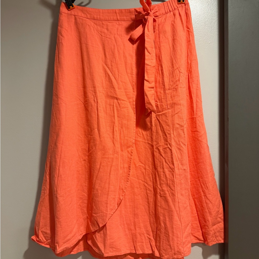 J. Crew Faux Wrap Vibrant Orange A-Line Skirt